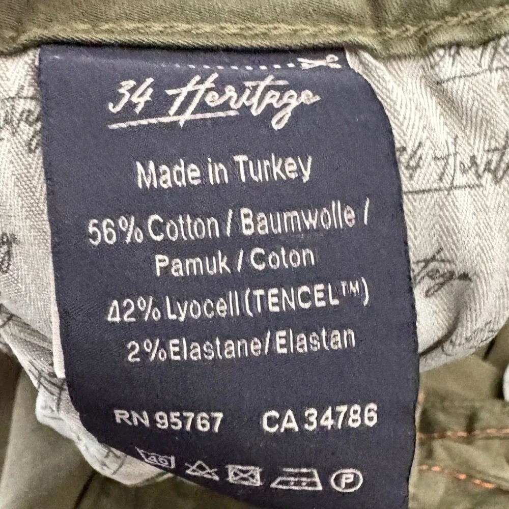 34 Heritage Charisma Pants Mens 40x34 Olive Green Comfort Rise Classic Fit Jeans